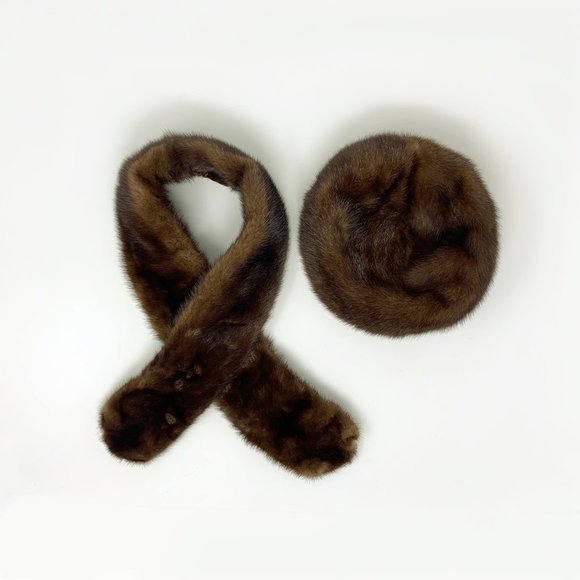 VINTAGE Designed by Lora | Mink Fur Hat + Stole (c. 1950) | EXCELLENT!!! - Picture 7 of 9